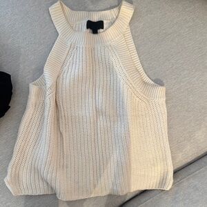Cream Sleeveless Knit Top
